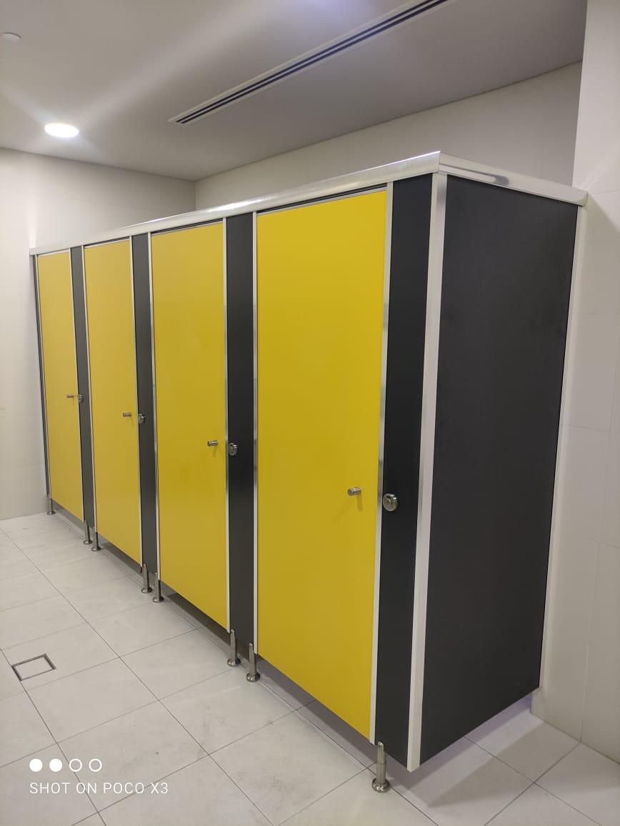 Yellow & Grey Toilet Cubicles